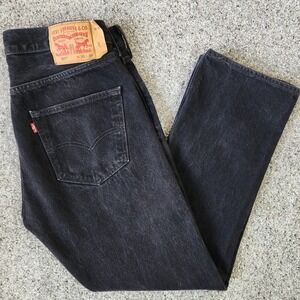 Levi's 501 Original Fit Jeans Mens 33x30 Black Denim Button Fly Excellent